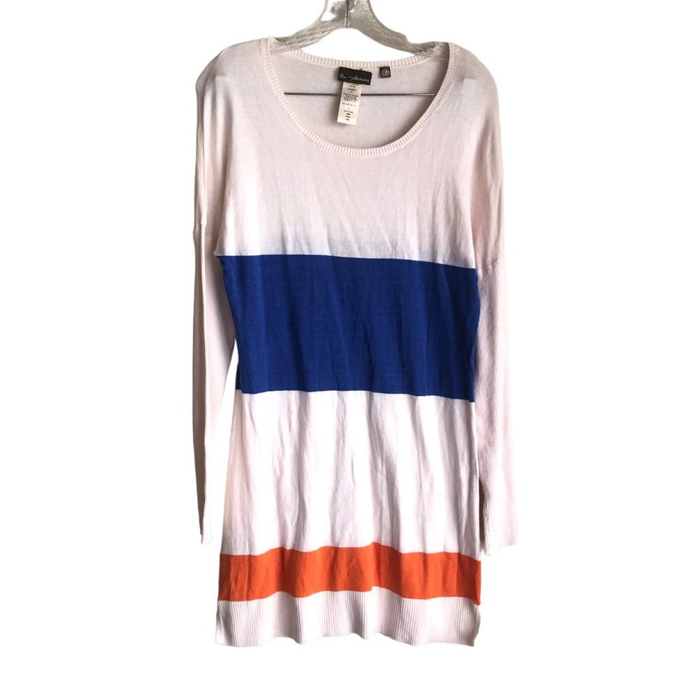 Tommy Bahama Women's Sweater Dress Size L Striped Pink Long Sleeve Cotton Modal